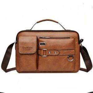 NWT CarlKimu Vintage  Camel Tan Shoulder Spacious Multi-Pocket Office Travel Bag